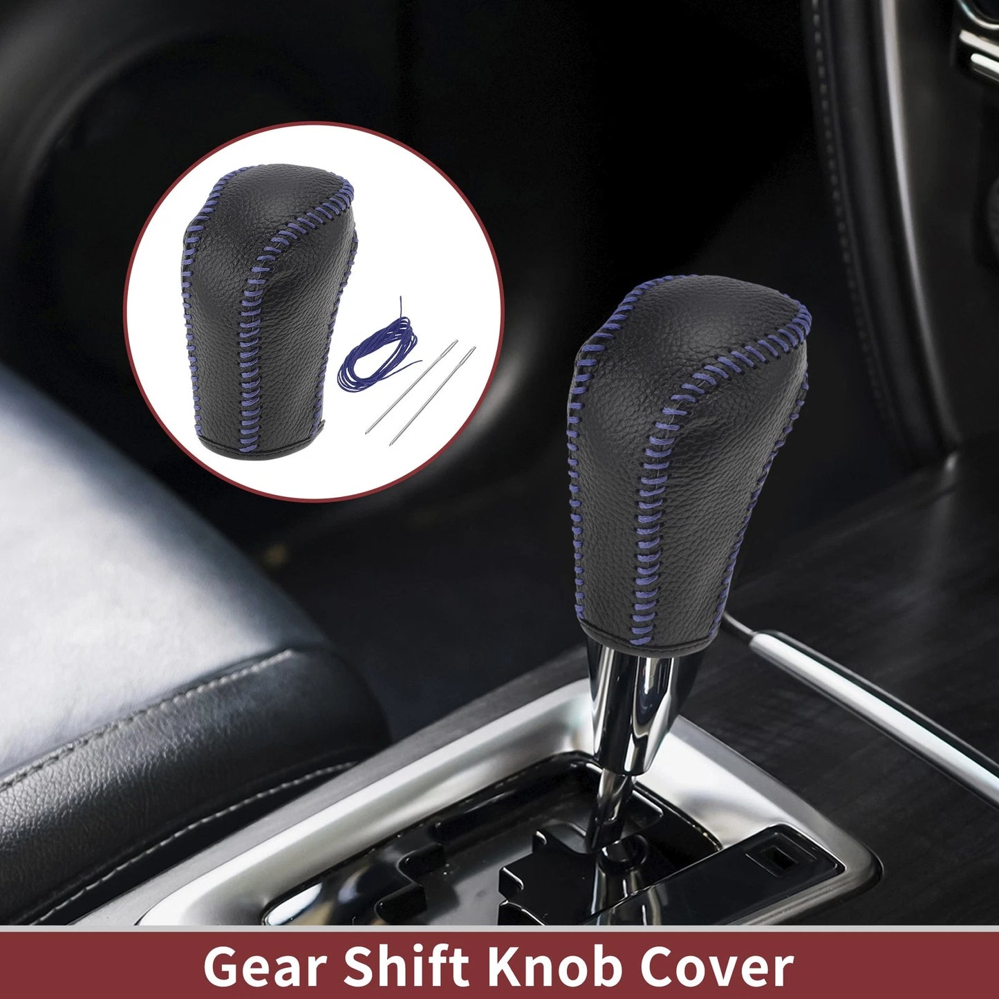 Gear Shift Knob Cover for Honda Inspire (1 Pc, Blue Faux Leather)