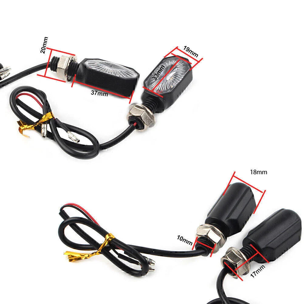 Mini 12V LED Turn Signal Blinker Lights for Motorcycle - Amber