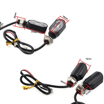 Mini 12V LED Turn Signal Blinker Lights for Motorcycle - Amber