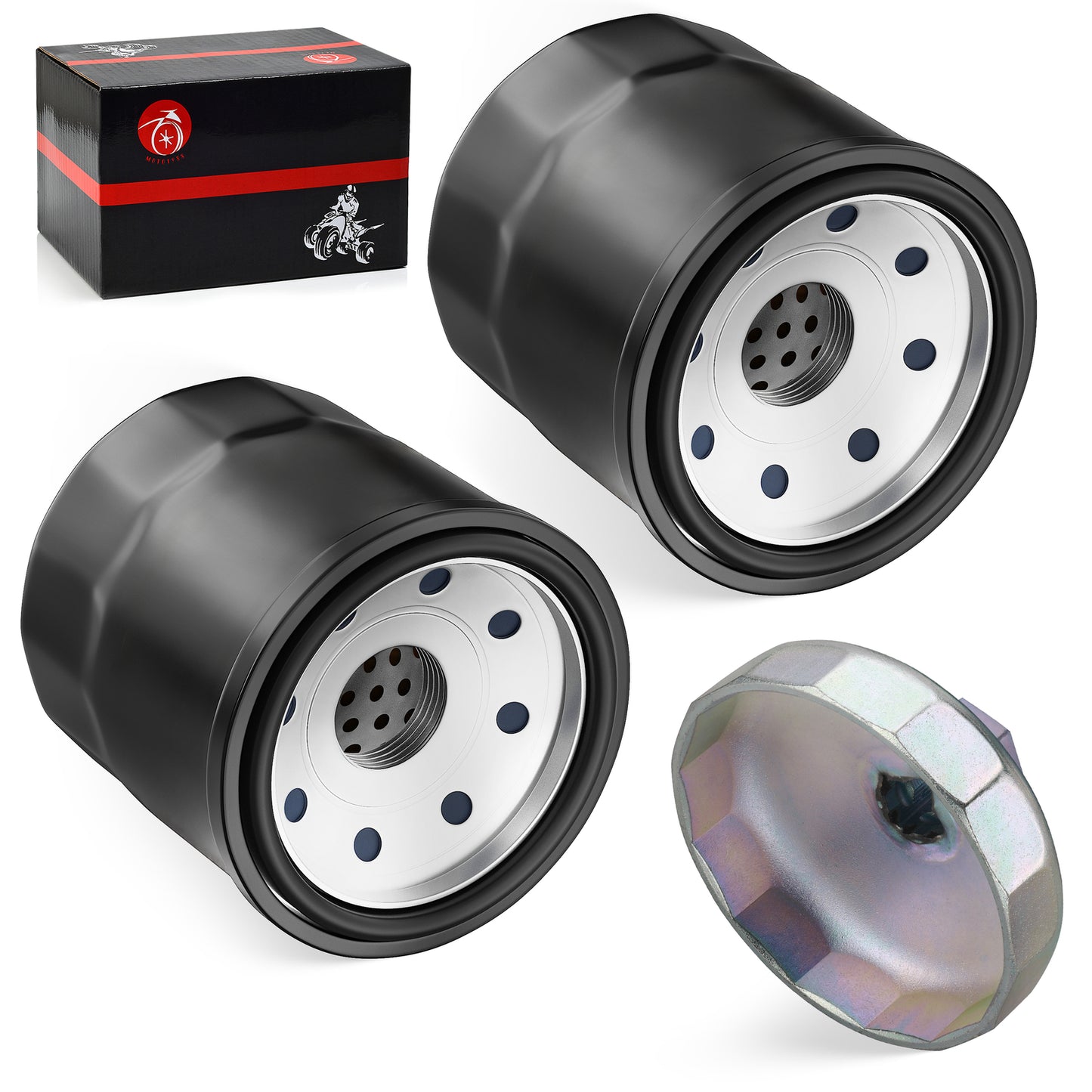 2 Oil Filters & Wrench Tool for Kawasaki Mule 1000 (2010–2030)