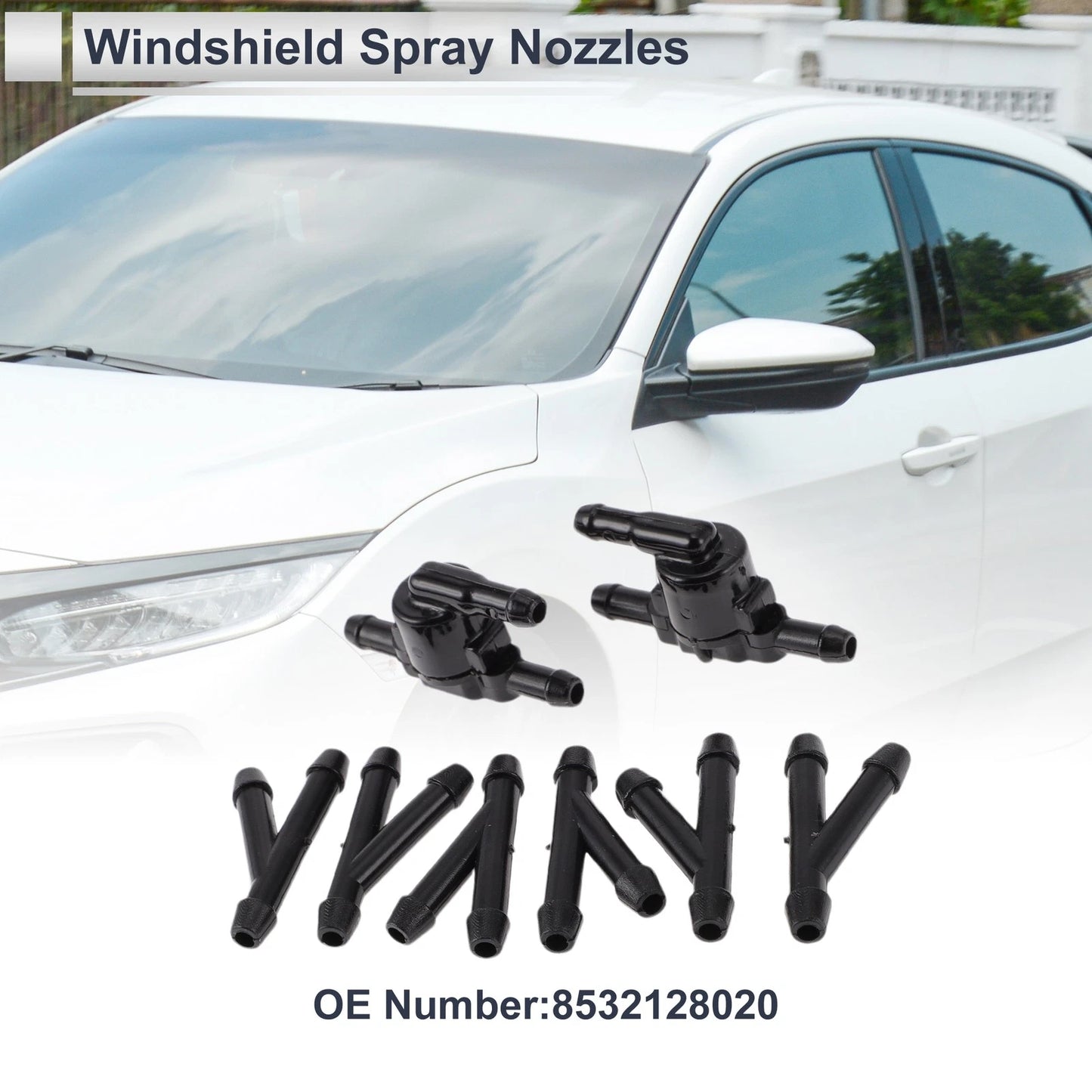 Washer Nozzle Set of 6 w/ Hose Connector for Toyota (No. 85321-28020)