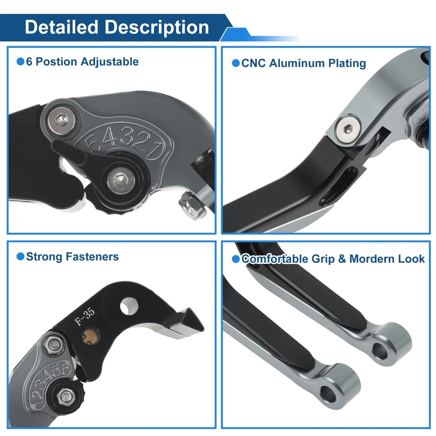 Brake Clutch Levers for Yamaha YZF-R7 (2021–2025) 1 Pair Titanium Black