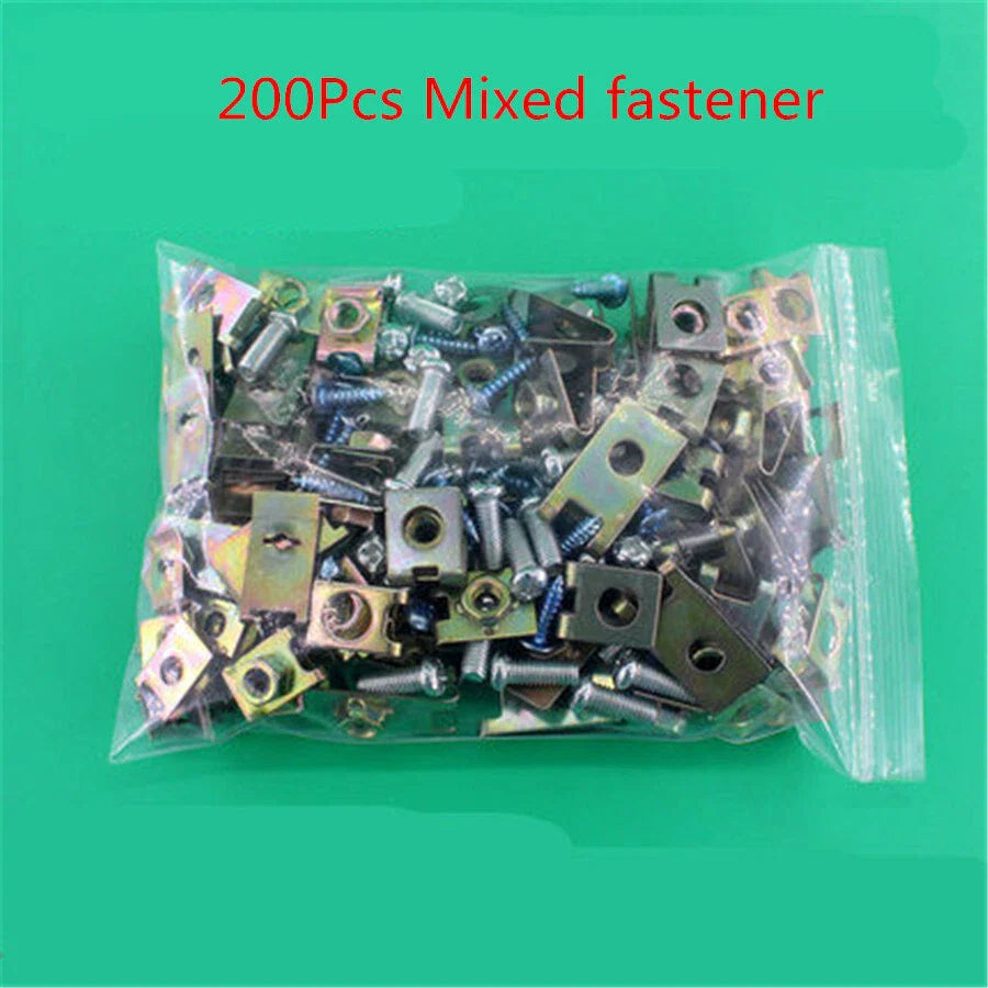 200 x Mixed Metal Fasteners for Auto Car Body Door Fender Panel Screws