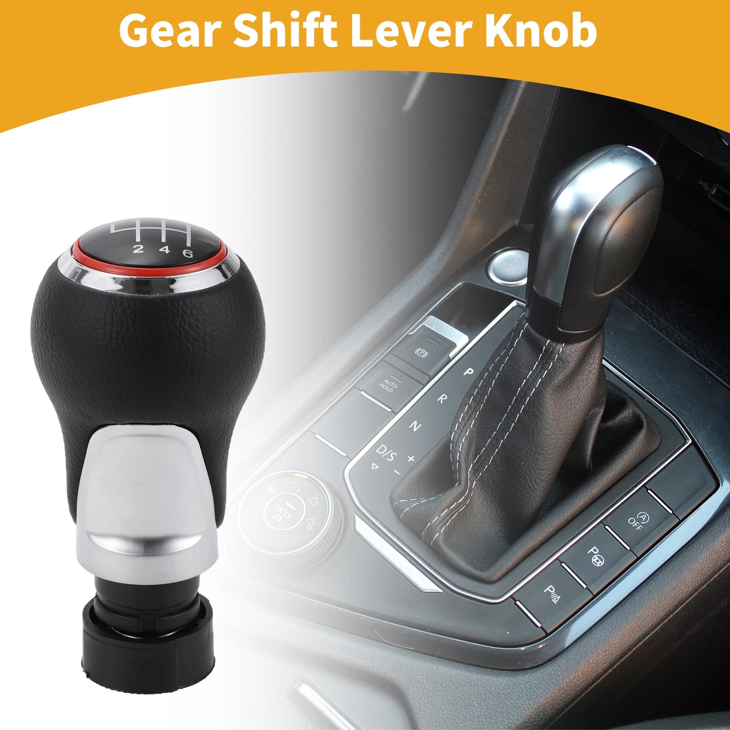 6 Speed Manual Gear Shift Knob for Audi A3 8P (2003–2013) Red Plastic Faux Leather