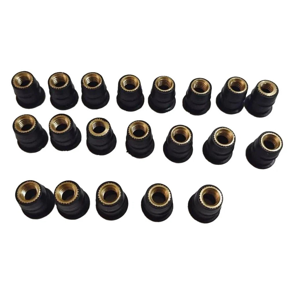 M6 Rubber Brass Well Nuts / Set of 20 / Well Nuts for Motorcycle Fairing