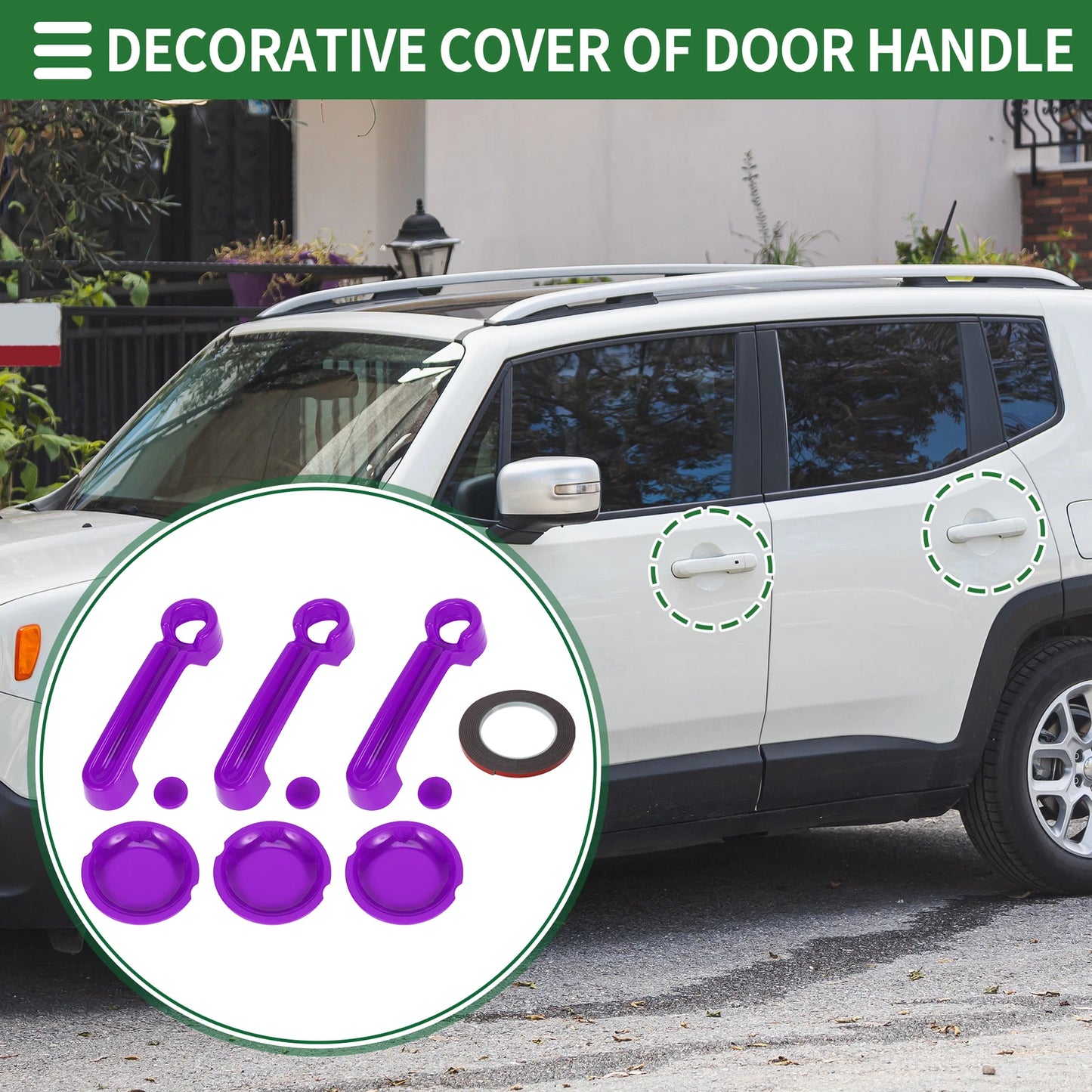 Set of 4 Exterior Door Handle Covers for Jeep Wrangler JK (2007–2017) ABS Purple