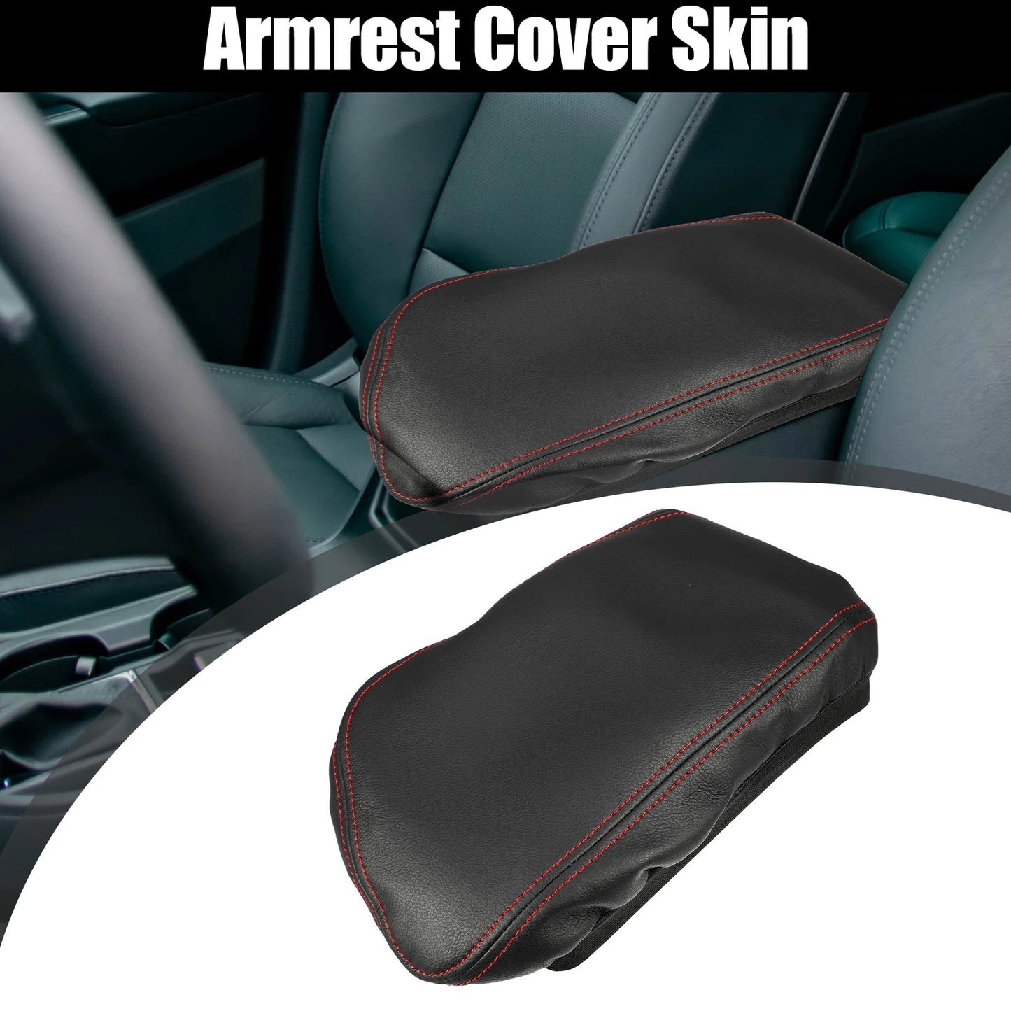 Center Console Armrest Cover for BMW X1 (2016–2021) Black Red Stitches