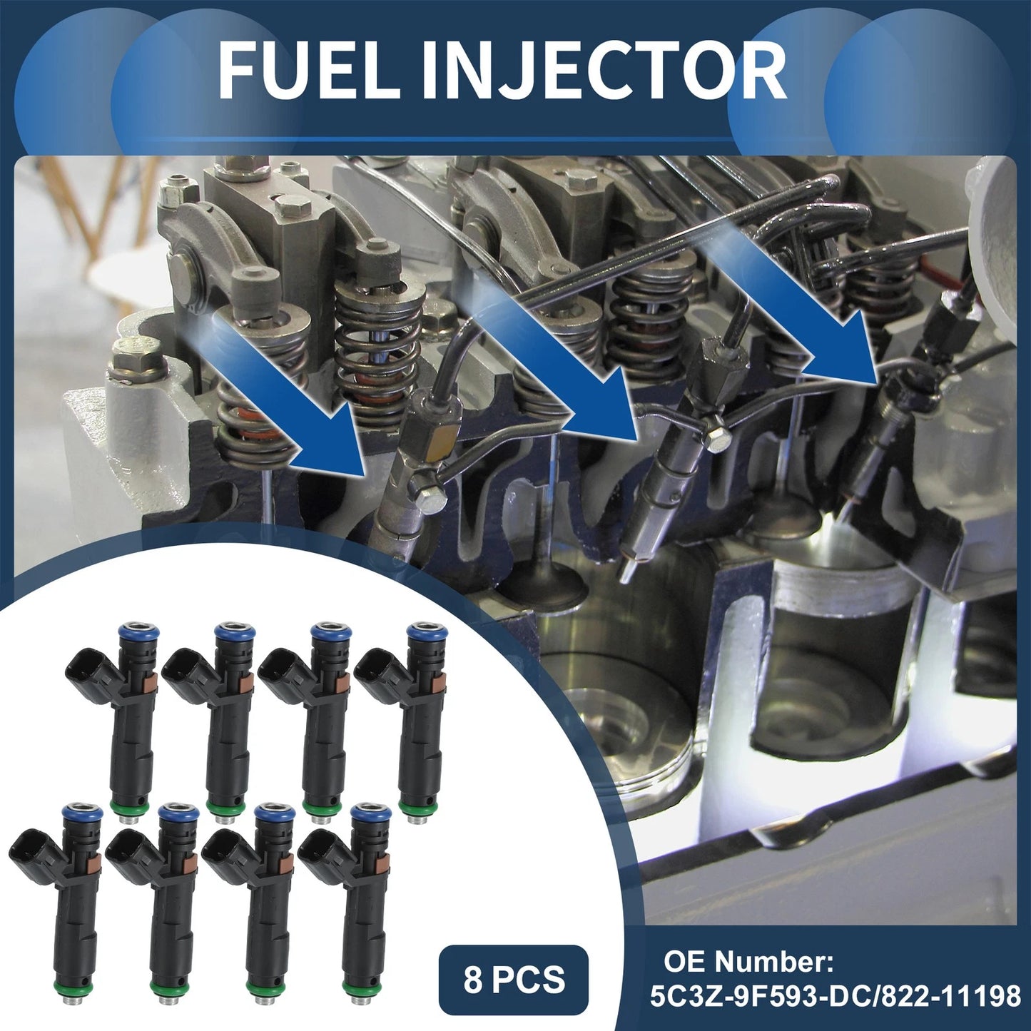 Set of 8 Fuel Injectors for Ford F-150 (2005–2006) No.5C3Z-9F593-DC