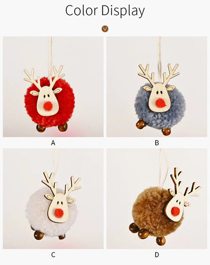 Pom Decoration Pendant for Christmas Tree Adorable Reindeer