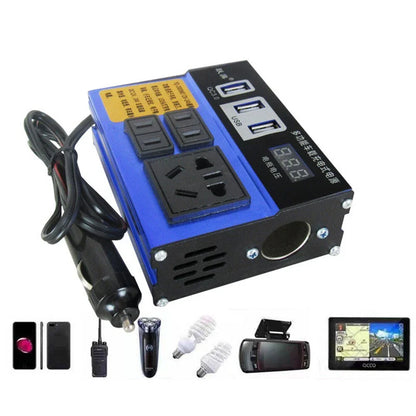 Inverter / Power Inverter with LED Display & 3 USB Ports DC12V/24V to AC110V/220V for Car