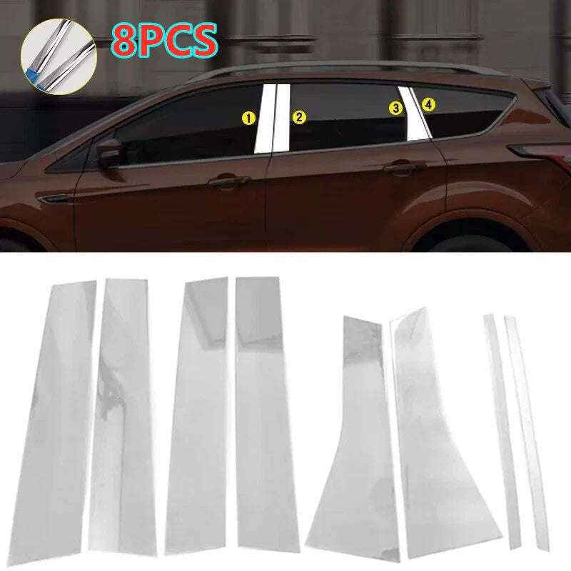 8 x Chrome Pillar Posts Door Cover Trim for Ford Escape Kuga (2013–2019)
