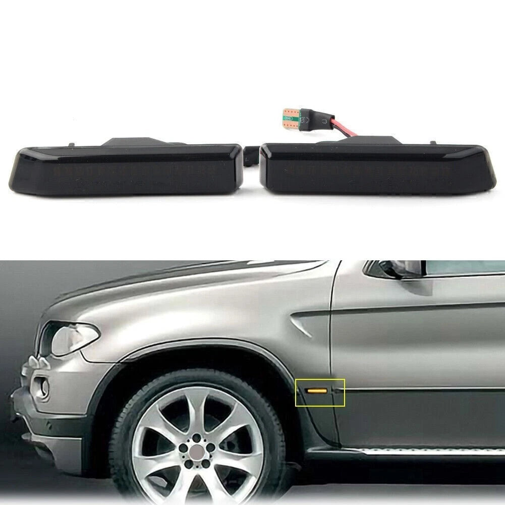 2X Dynamic LED Side Marker Turn Signal Light for BMW E36 3-Series (1997–1999) / X5 E53