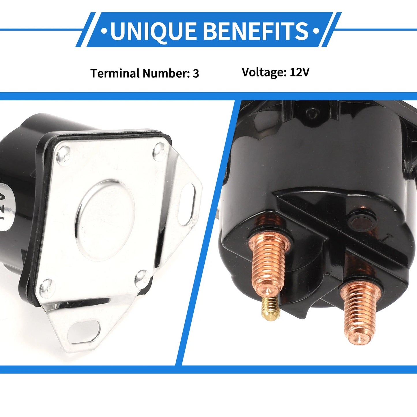 Set of 1 Starter Solenoid Relay 12V 3 Terminal for Ford Mustang