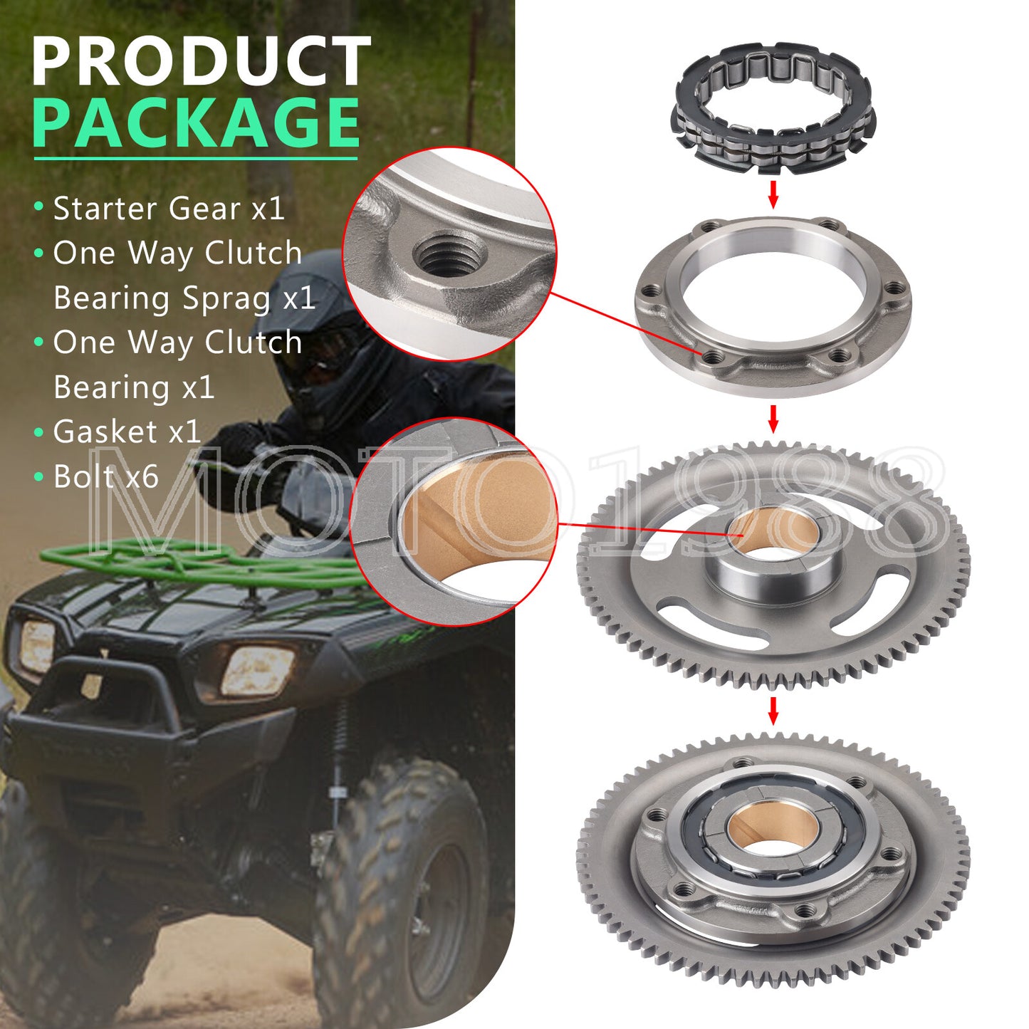 Starter Clutch Idler Gear Gasket for Kawasaki Prairie 700 (2004–2006)