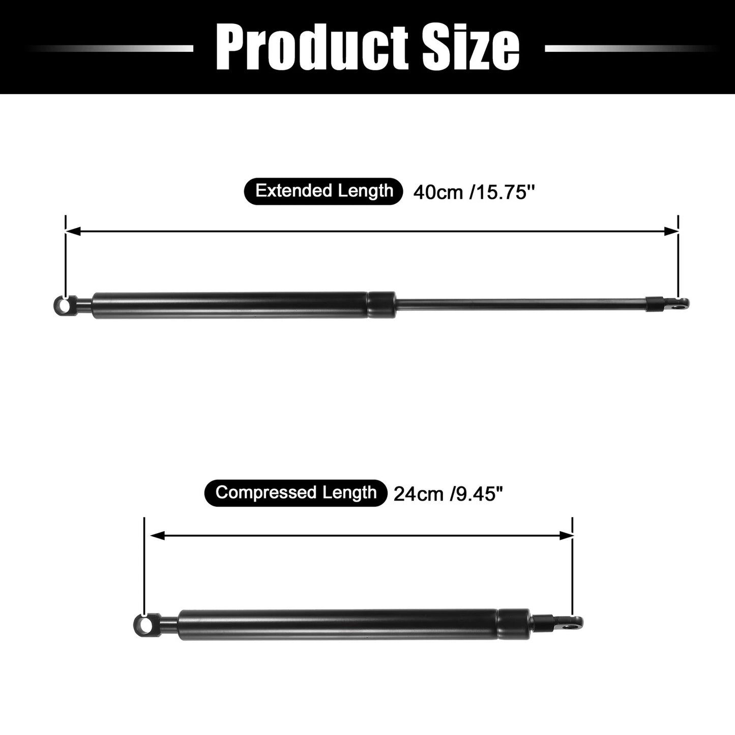 Set of 2 Gas Struts for Lid Supports (15.8 Inch, 500N/110Lbs)