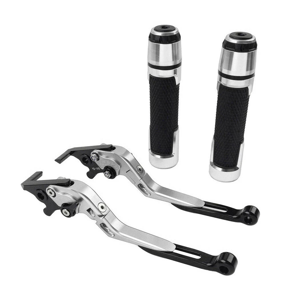 Silver Extendable Brake Clutch Levers Grip Set for Suzuki GSXR1000 (2001-2023)