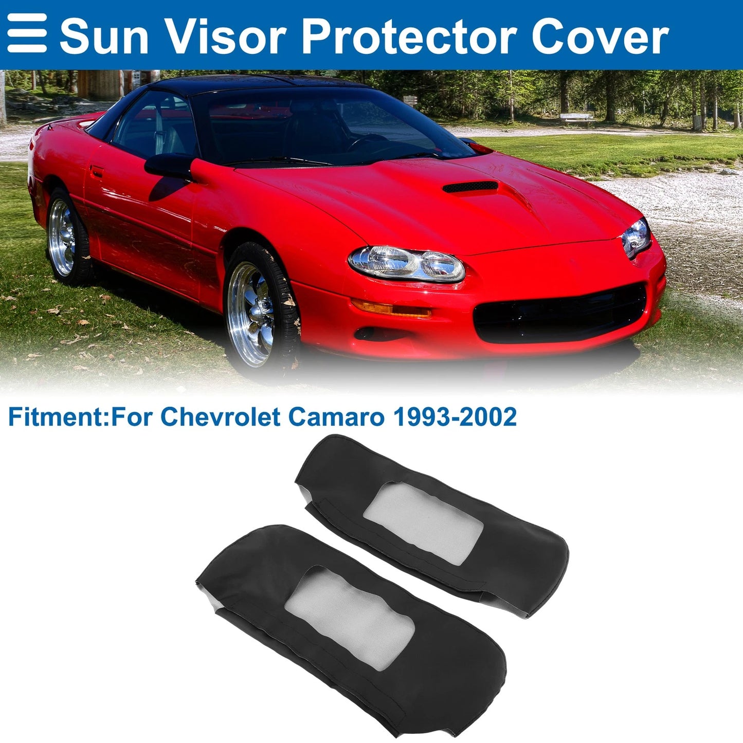 Sun Visor Cover Set for Chevrolet Camaro (1993–2002) Left Right Faux Leather Black