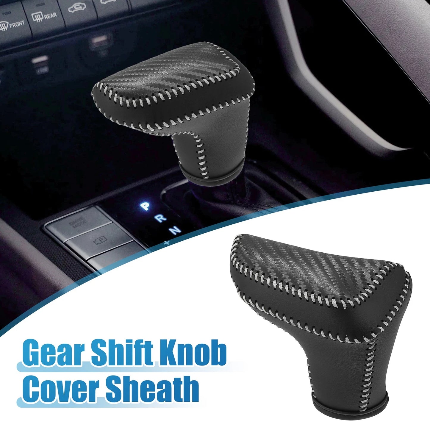 Automatic Gear Shift Knob Cover for Hyundai Elantra (2021–2023) Black Gray