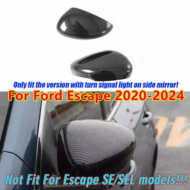 2 x Carbon Fiber Look Side Rearview Mirror Cover Trim Caps for Ford Escape (2020–2024)