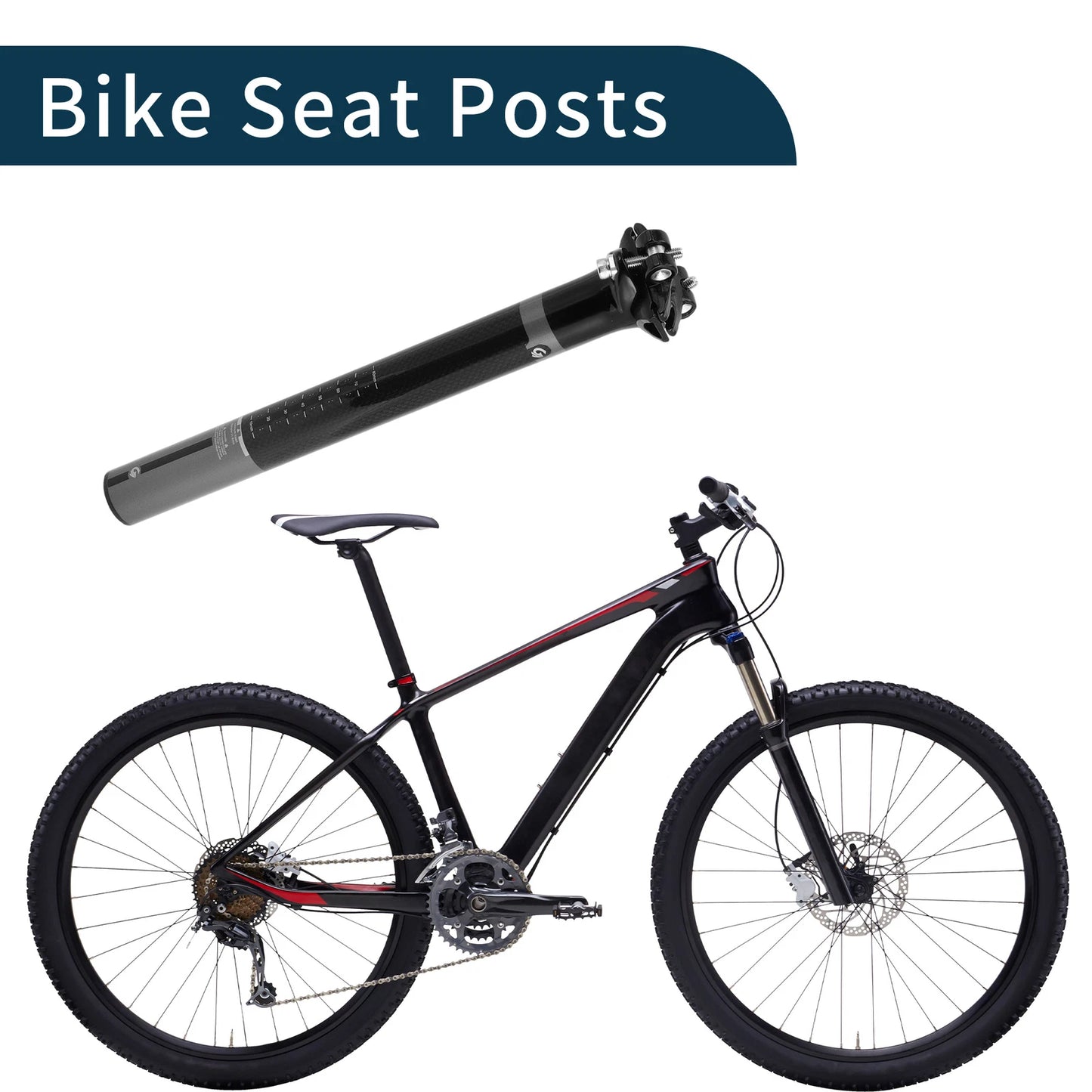Bike Seat Post 31.6mm x 300mm for Various Bikes (Shock Absorbing)