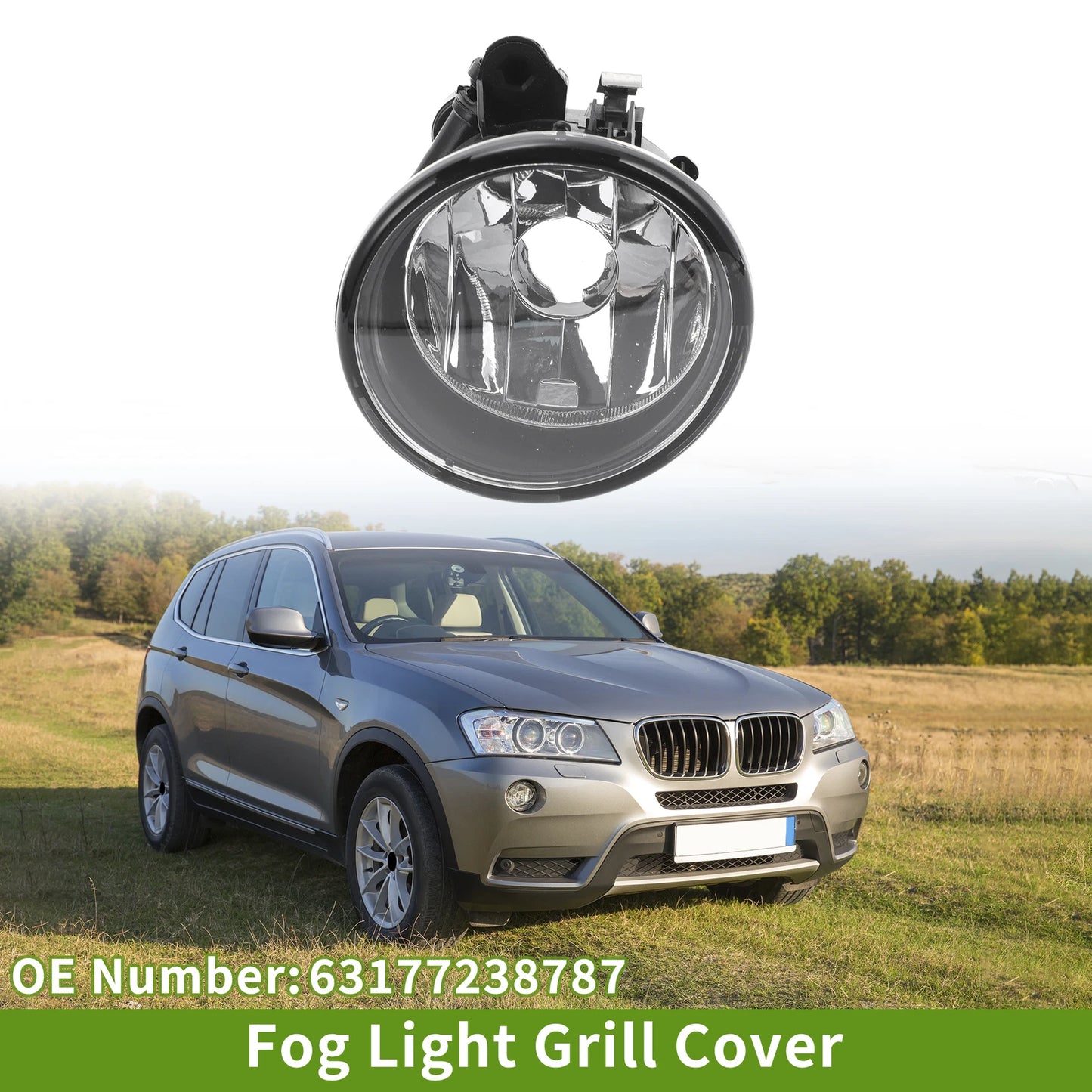 1 Pc Fog Light Grill for BMW X3 (2011–2014) No. 63177238787 Clear