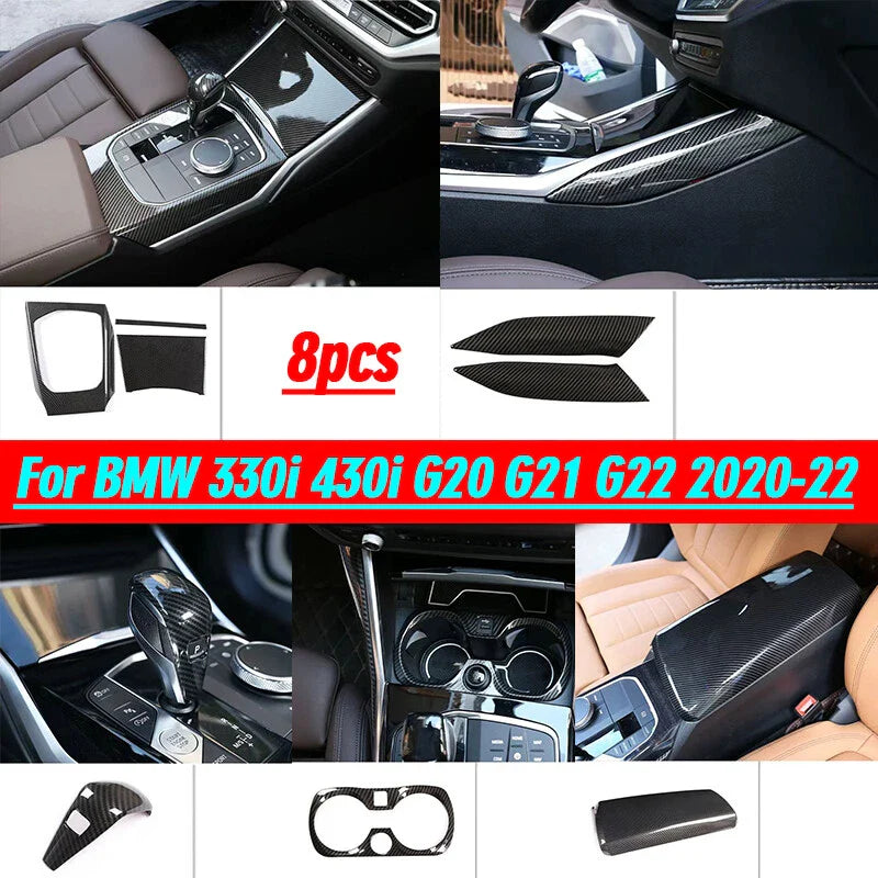 8PCS ABS Carbon Trim Cover for BMW 330i 430i G20 G21 G22 (2020–22)