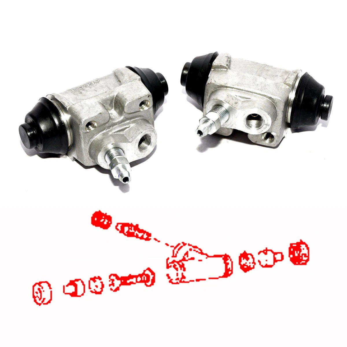 Set of 2 Rear Wheel Brake Cylinders for Hyundai Scoupe (1993–1995)
