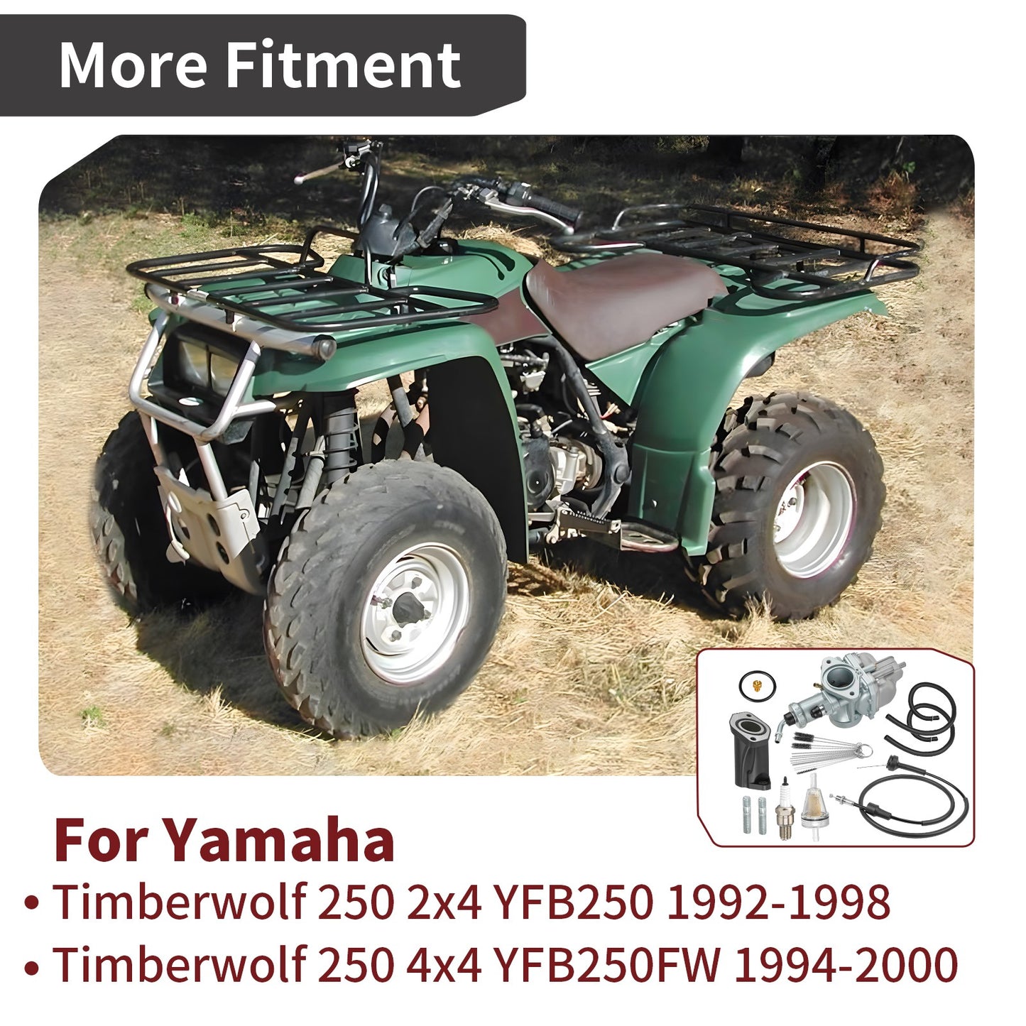 Carburetor Kit for Yamaha Timberwolf YFB250 (1992–2000) w/ Throttle Cable