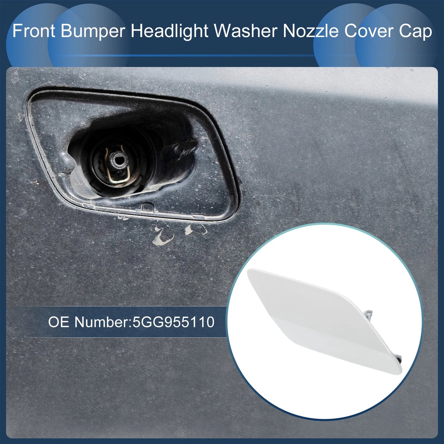 Front Right Washer Nozzle Cover Cap for VW Golf MK7 (2013–2016) 1 Pcs White