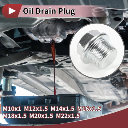 Set of 2 M16x1.5 M12x1.5 Engine Oil Drain Plugs with Gasket for Car Motorcycle Boat