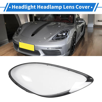 1 Pcs Headlight Lens Cover for Porsche 718 (2017–2022) Clear Black