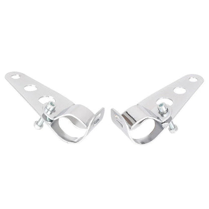 Fork Mount Headlight Brackets for Cafe Racer Bobber Chopper Silver