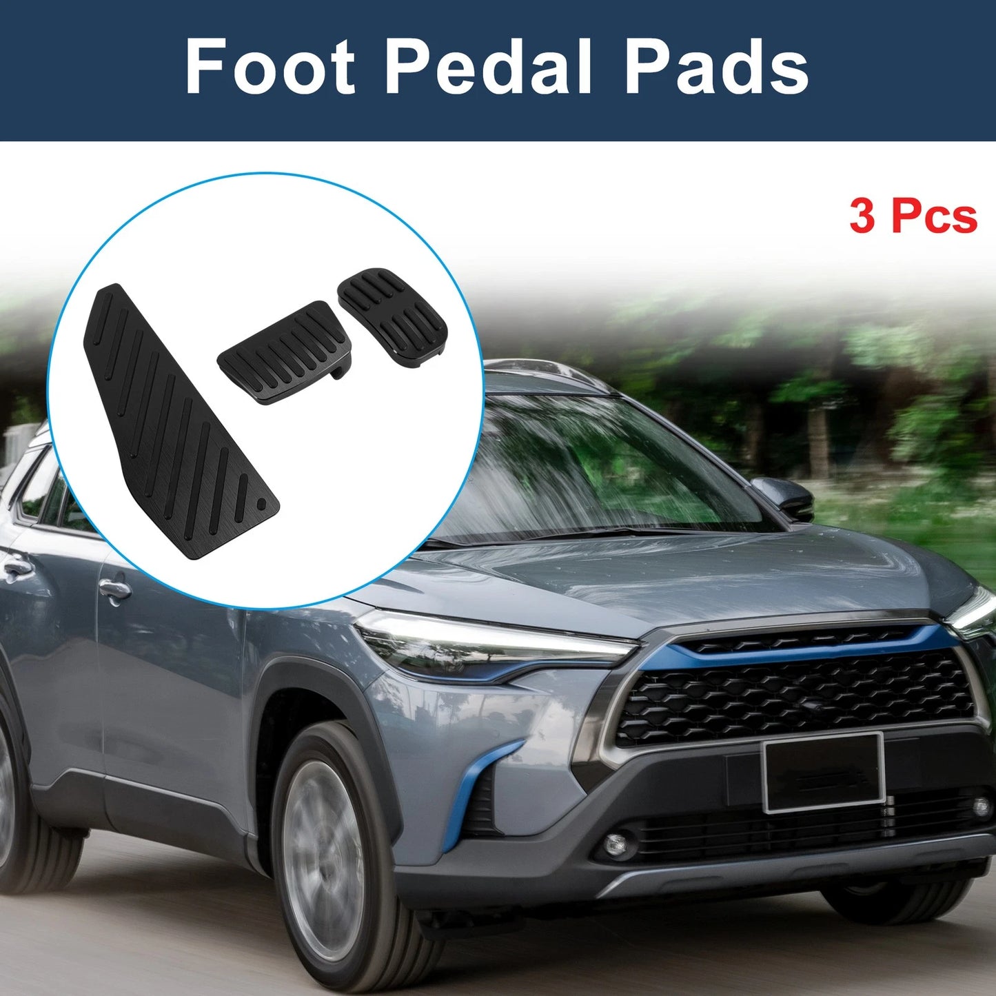 3 Pcs Foot Accelerator Pedal Covers for Toyota Corolla Cross (2021–2023)