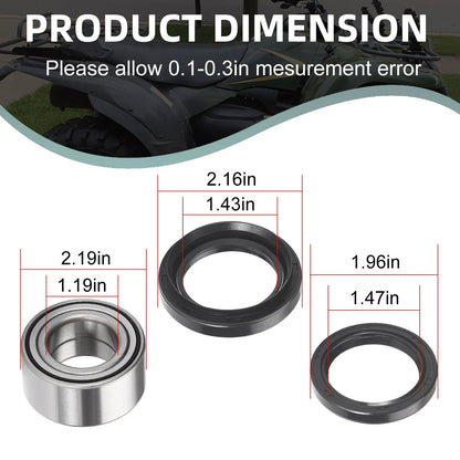 2Pcs Front Wheel Bearing & Seal Kit for Kawasaki Bayou 300/400 (1998–2008)