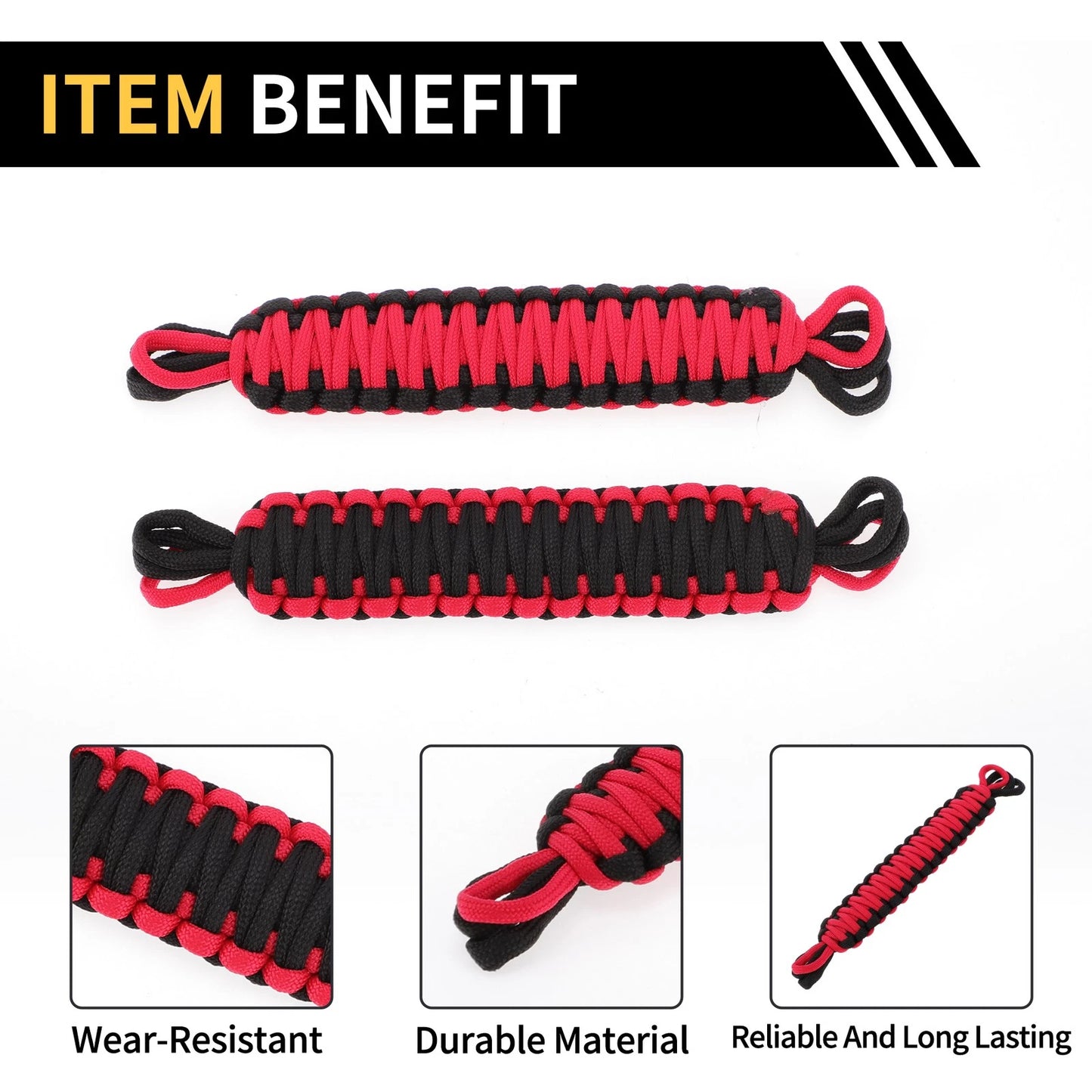 2X Door Limiting Straps for Jeep Wrangler TJ JK JKU (1997–2018) Black Red
