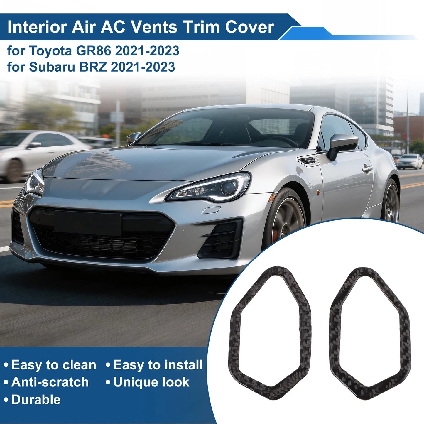 Air Condition Outlet Vent Trim Cover Frame Set of 2 for Toyota GR86 (2021–2023)