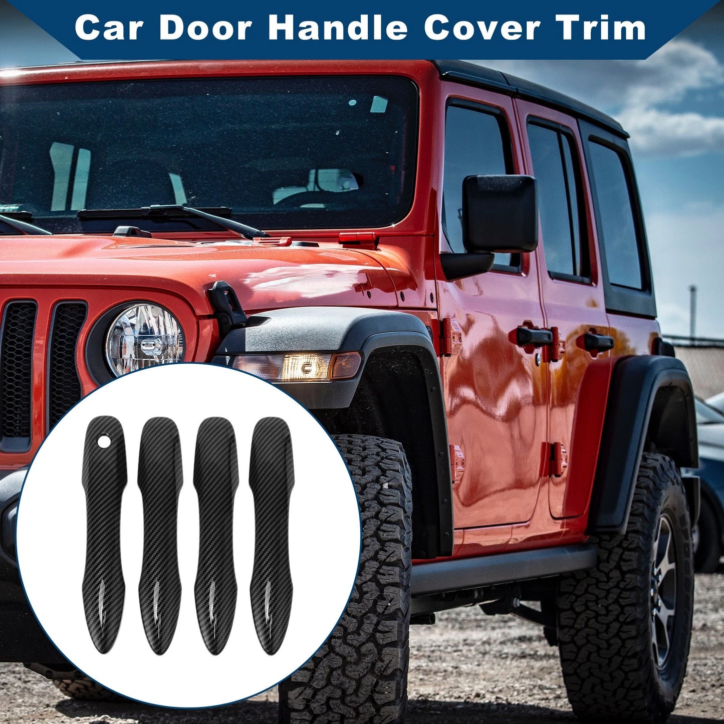 Car Door Handle Cover Trim for Toyota Camry (2018–2024) Carbon Fiber Black