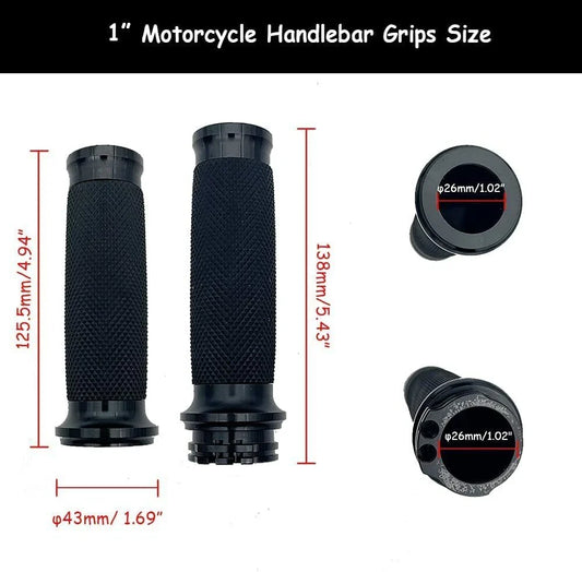 1" Black Motorcycle Handlebar Grips for Harley Dyna Softail VRSC XL883