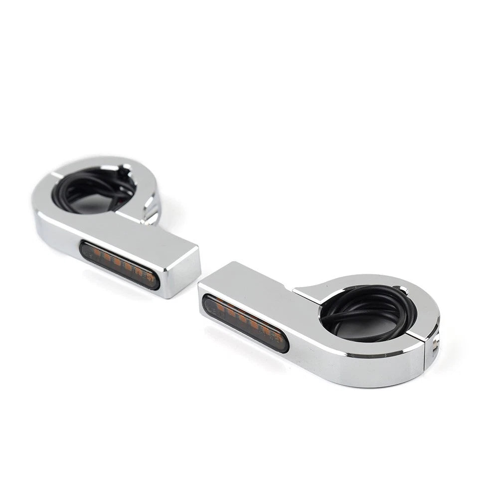 Chrome LED Fork Indicator Turn Signal Light for Harley Touring