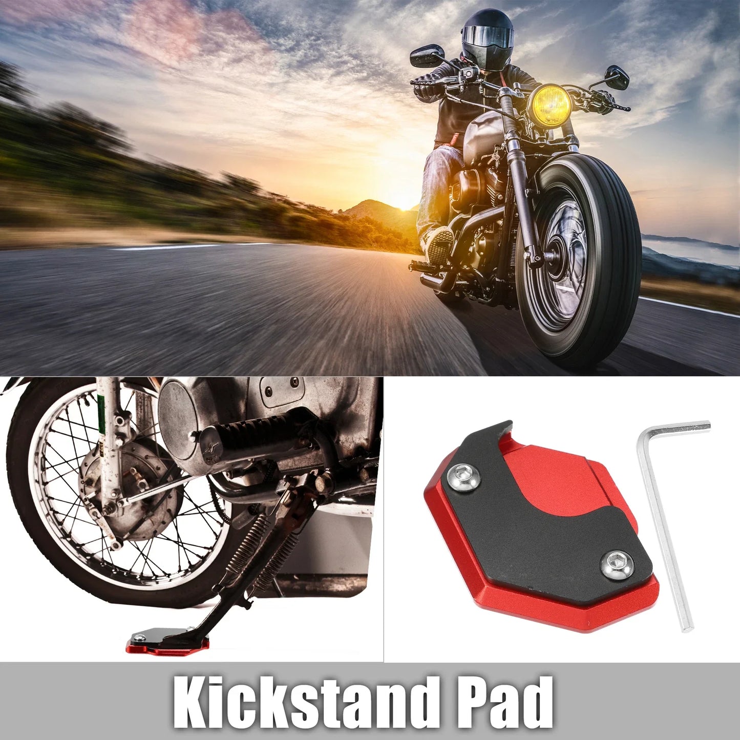 Aluminum Alloy Motorcycle Kickstand Pad for Honda - Includes Wrench