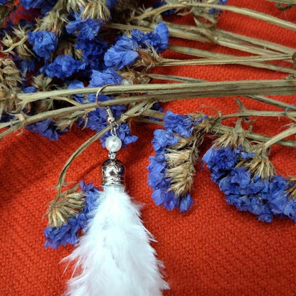 Feather Dangle Earrings for Women - White Long Hook Jewelry