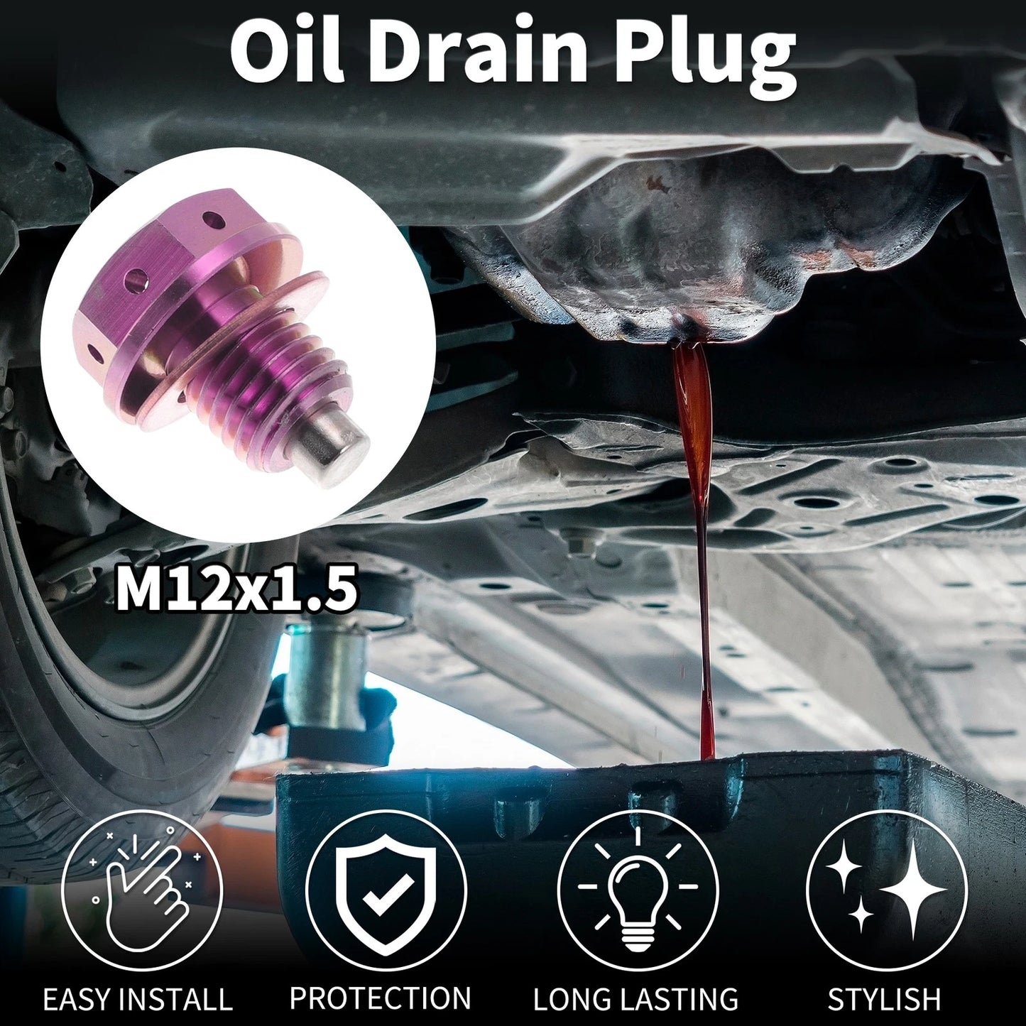 M12x1.5 Magnetic Oil Drain Plug for Universal Applications (Titanium Alloy)