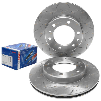 Set of 2 Drilled Slotted Disc Brake Rotors & Pads for Hilux LN106 RN105 (1988–1997)