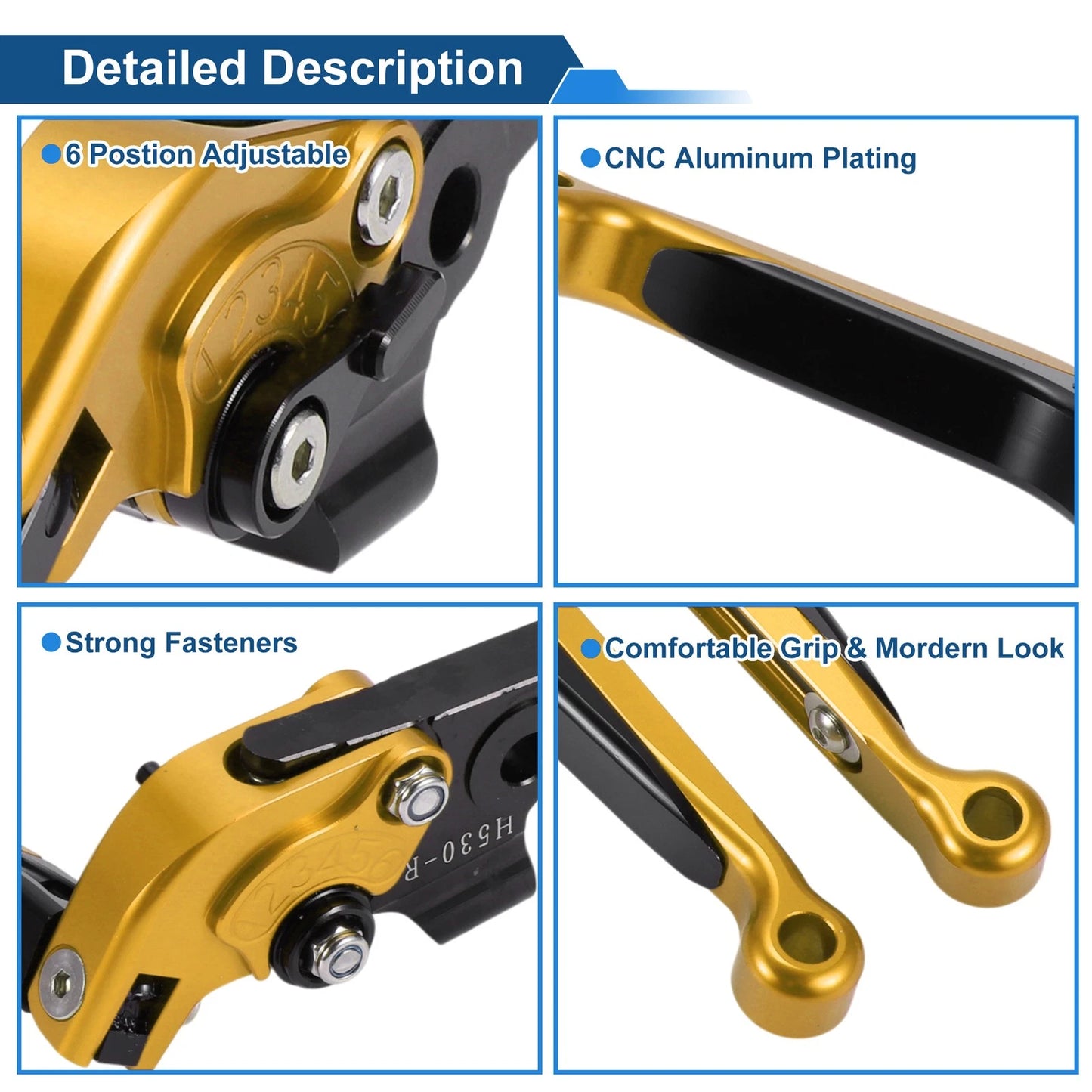 Adjustable Brake Clutch Lever for Yamaha TMAX560 (2020–2023) Gold Black