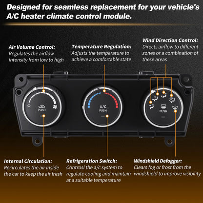 A/C Heater Climate Control Module Panel 55111168AI for Jeep Wrangler (2011–2013)