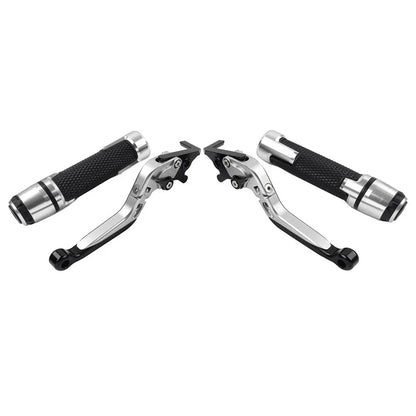 Silver Extendable Brake Clutch Levers & Handlebar Grips for Kawasaki ZX6RR