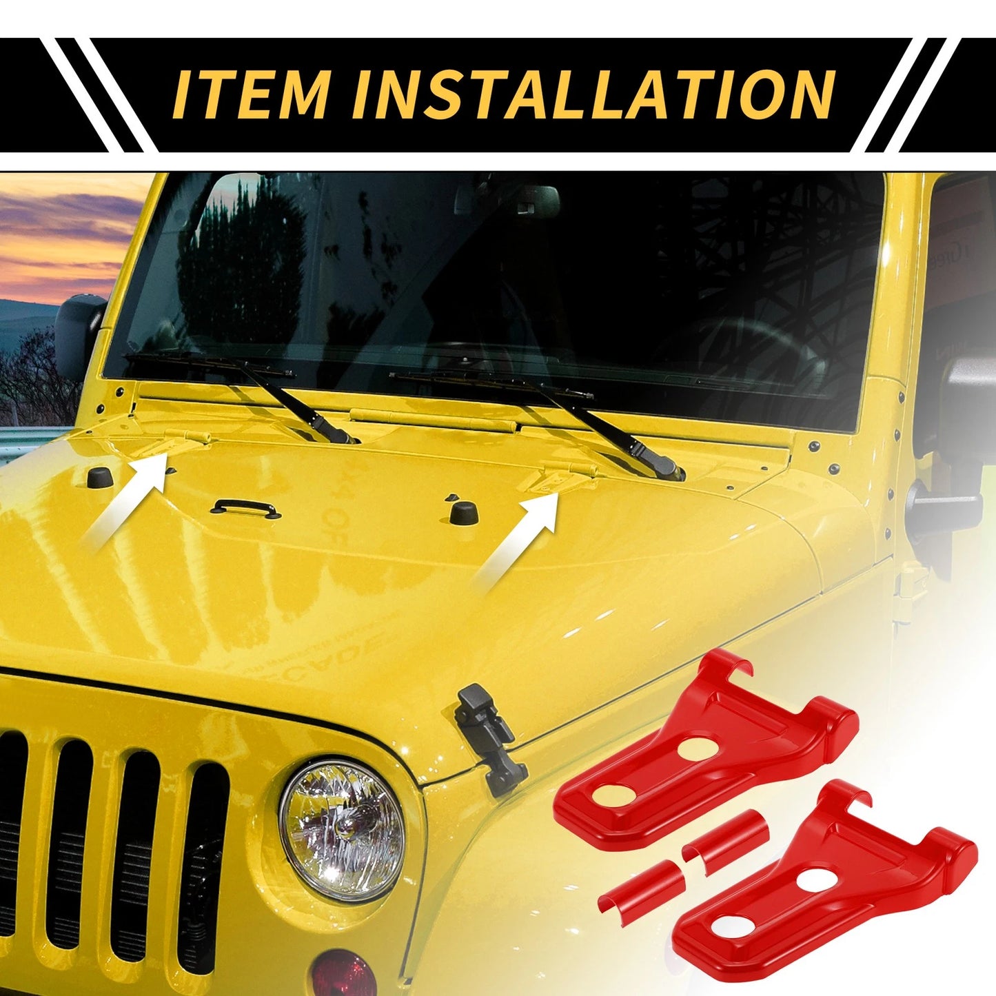 Set of 1 Front Engine Hood Hinge Cover Trim for Jeep Wrangler JL JLU (2018–2024) Red