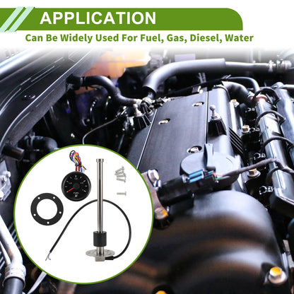 Fuel Sending Unit and Gauge Kit 0-190 Ohm for Boat Car Vehicle (0-190)