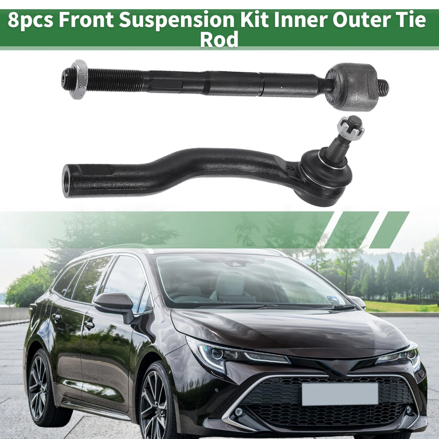 8pcs Front Suspension Kit Tie Rod End Ball Joint for Toyota Sienna (2004–2020)