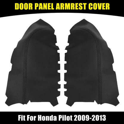 Black Microfiber Leather Door Panel Armrest Covers for Honda Pilot (2009-2013)
